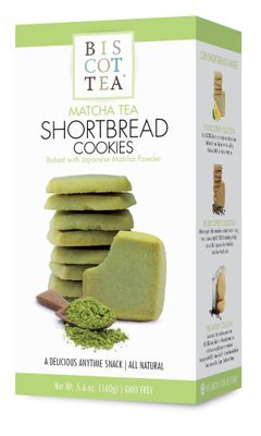 BISCOTTEA Matcha Green Tea Shortbread Cookies 8 Cookies