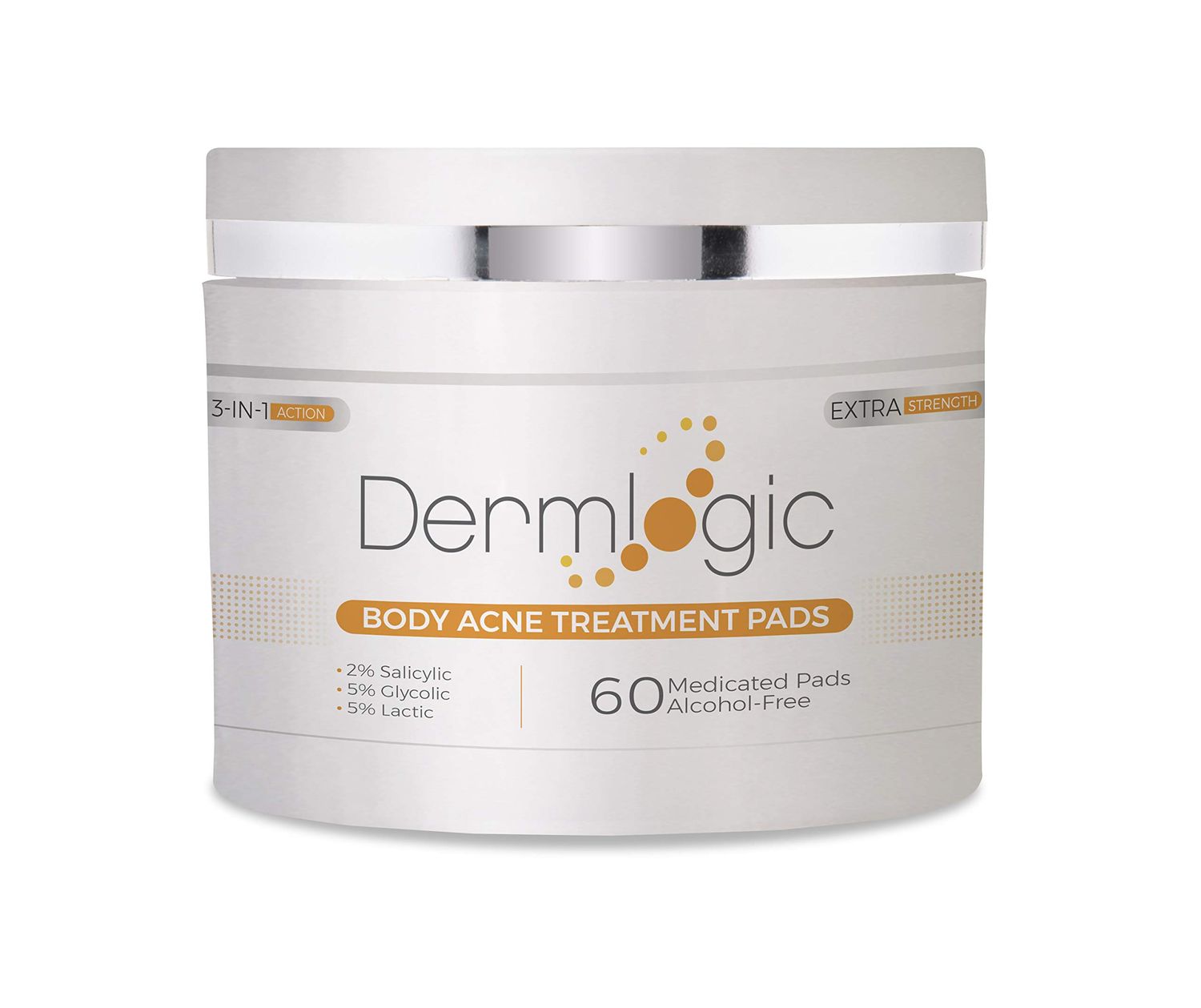 Dermlogic Acne Treatment Pads-Contains Glycolic, Lactic, Salicylic Acid. Eliminates Oily Skin, Clogged Pores &amp; Cystic Breakouts. Removes Dark Spots, Whitehead &amp; Blackhead Pimples for Face &amp; Body.