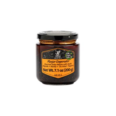 FUEGO MEXIKA Manjar Emperador craft Mexican Chili PasteSalsa Macha: Chipotle, Morita Chili Peppers &amp; Garlic, roasted and bathed in virgin Olive Oil.