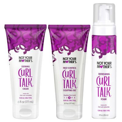 Not Your Mother&#39;s Curl Talk Frizz Control Sculpting Gel, Defining Cream, and Refreshing Curl Foam 3-Pack - 6 and 8 fl oz - Formulated with Rice Curl Complex - For All Curly Hair Types