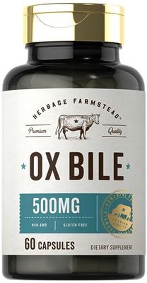 Carlyle Ox Bile Supplement 500 mg 60 Capsules Digestive Enzymes Non-GMO &amp; Gluten Free by Herbage Farmstead