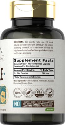 Carlyle Ox Bile Supplement 500 mg 60 Capsules Digestive Enzymes Non-GMO &amp; Gluten Free by Herbage Farmstead