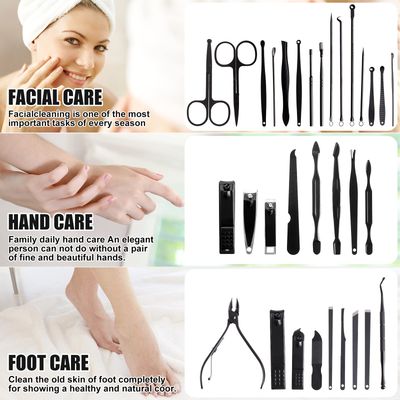 Manicure Set Pedicure Kit Womens Nail Clippers Set 32 in 1 Professional Grooming Care Tools Nail Kit Including Facial, Fingernails and Toenails Care with Travel Case Women WhiteBlack_32 in 1