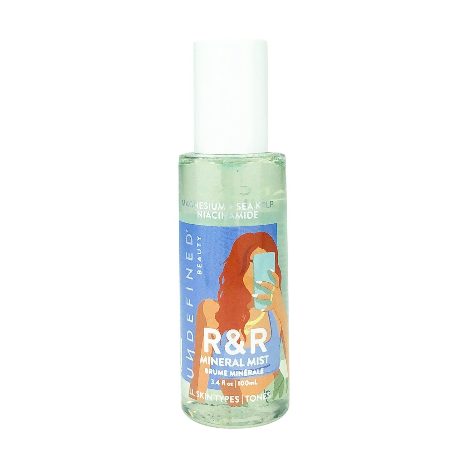 Undefined Beauty R&amp;R Mineral Mist Soothing Balancing Toner Spray infused with Niacinamide, Sea Kelp, Tremella Mushroom, 3.4oz
