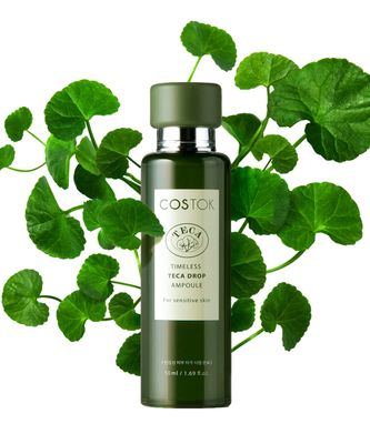 COSTOK Timeless TECA Drop Ampoule 50ml with Centella Asiatica Extract TECA Technology Hypoallergenic Soothing Hydrating Facial Serum for Sensitive Skin