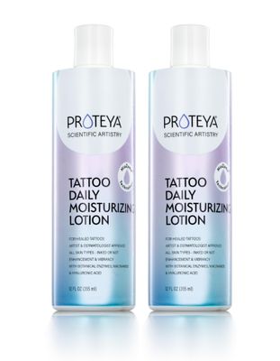 Proteya Tattoo Daily Moisturizing Lotion Hydrating Daily Tattoo Care wNiacinamide and Hyaluronic Acid to Enhance and Preserve Your Tattoos, 12 oz 2 Pack