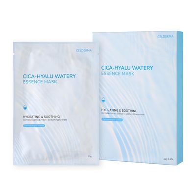 CELDERMA CICA-HYALU WATERY ESSENCE MASK 4 pcs, Hydrating &amp; Soothing