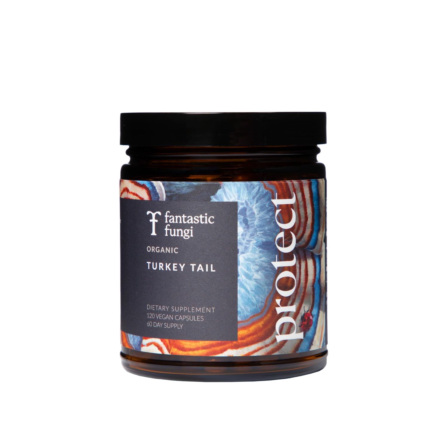 Fantastic Fungi Protect Capsules Organic Turkey Tail Mushroom Supplement Immune Support &amp; Gut Health Supplement Turkey Tail Mushroom Capsules, 1000mg per Serving, 120 Capsules 60 Servings