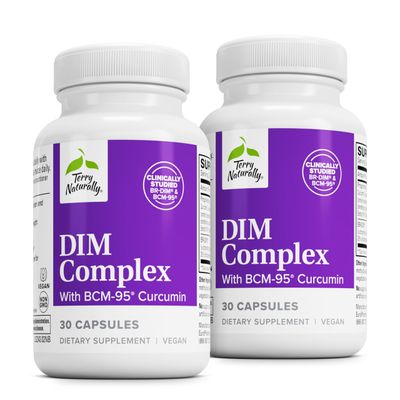 Terry Naturally DIM Complex - Dietary Supplement with BCM-95 Curcumin - Supplement to Support Healthy Hormone Balance, Liver Health &amp; Menopause Symptom Relief - 30 Capsules, 2 Pack 60 Capsules