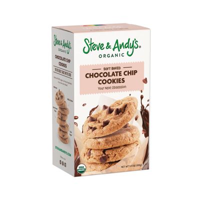 Steve &amp; Andys Deliciously Induldent Soft Bake Chocolate Chip Cookies - Organic, Gluten Free, Non-Gmo, Nut Free, Wheat Free, Soy Free - 5.5 Oz, 1 Box 10 Cookies
