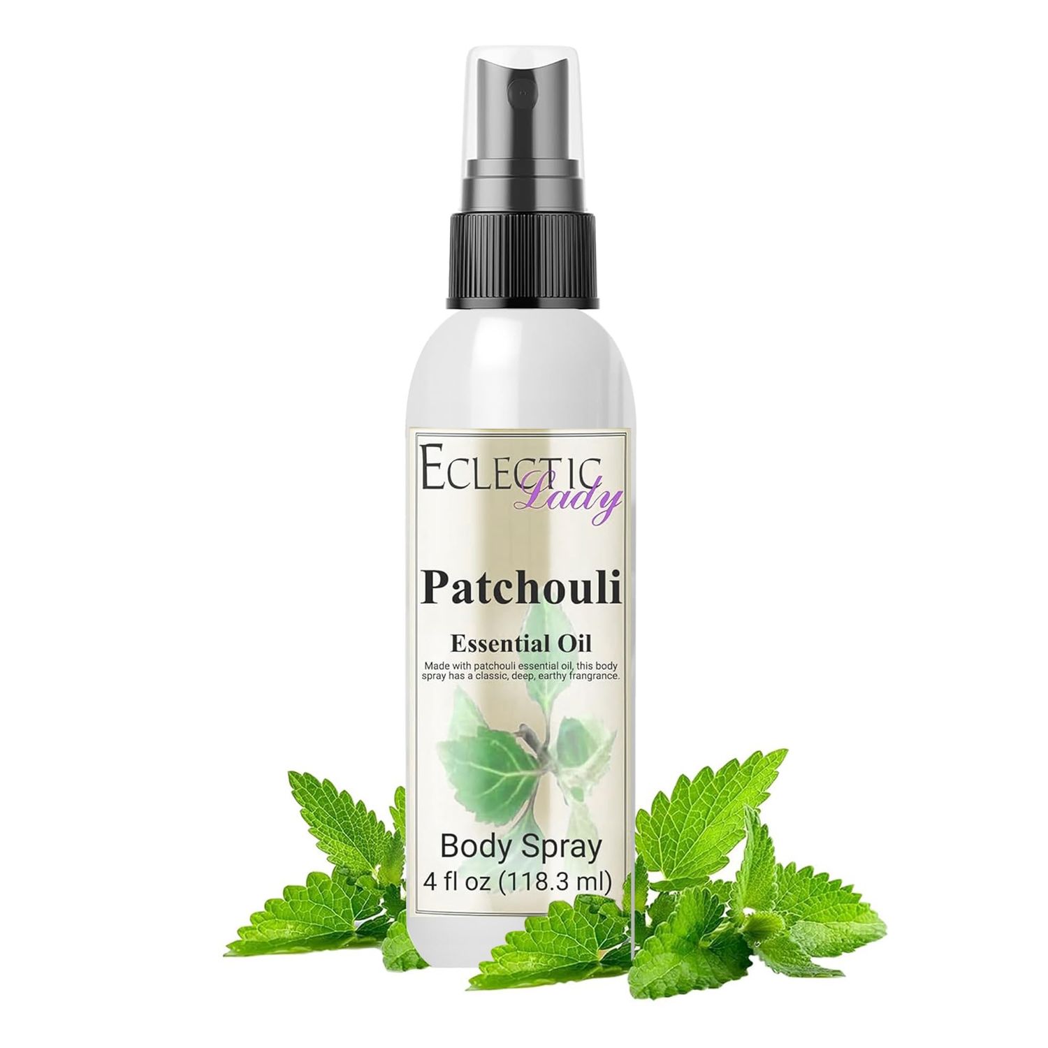 Eclectic Lady Body Spray Women, 4 Oz, Double Strength Patchouli Body Mist with Long-Lasting Fragrance, Earthy &amp; Clean Scent Reminiscent of the 1960s &amp; 70s, Light, Subtle Perfume with Wood Notes,