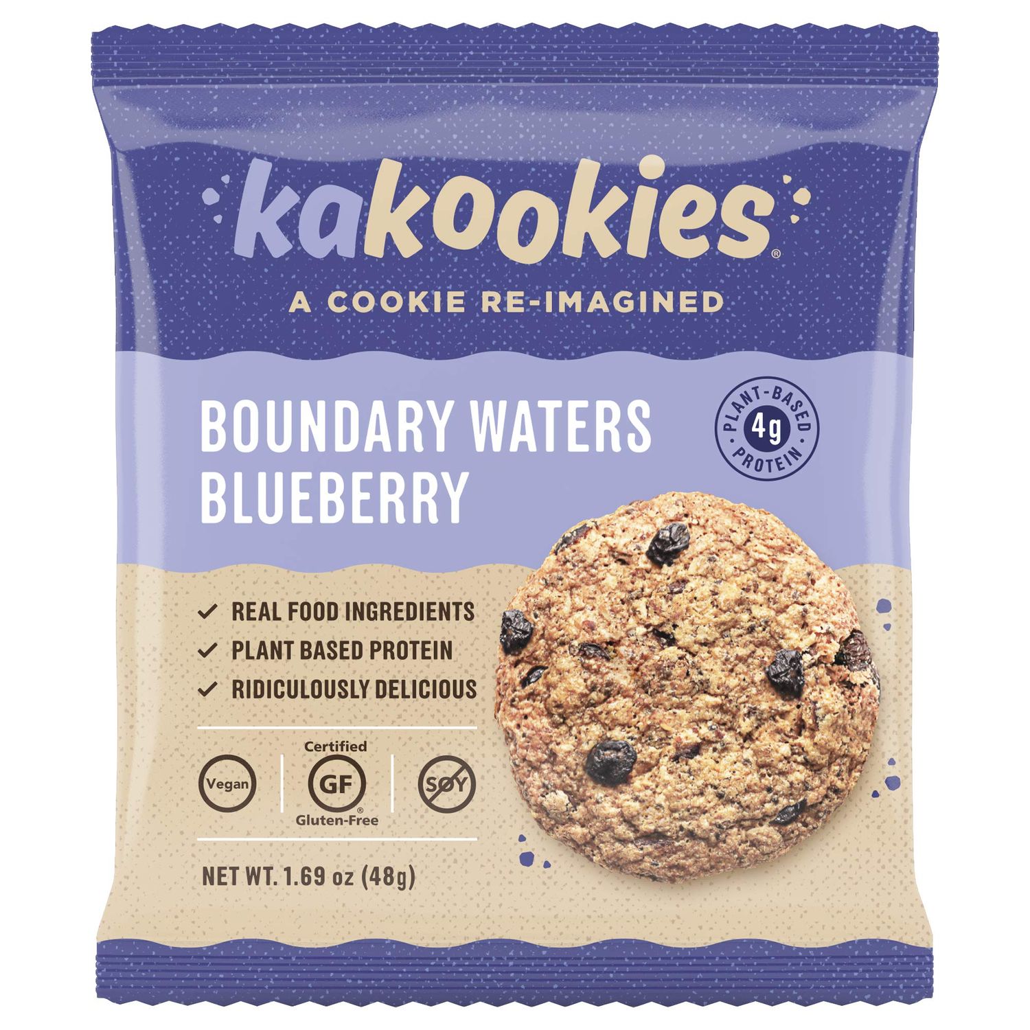 Kakookies A Cookie Re-Imagined, Boundary Waters Blueberry Box of 12 Cookies, Soft-Baked, Plant-Based, Dairy Free, Gluten Free, Vegan