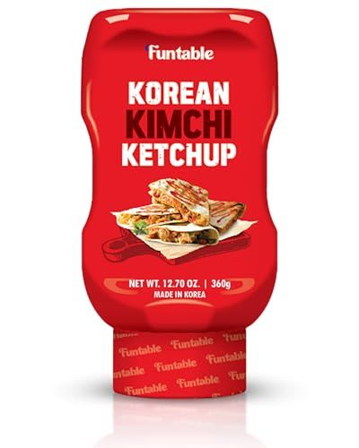 Funtable Korean Kimchi Ketchup 12.70 oz, Pack of 1 - Savoury &amp; Spicy, Ketchup, Great Flavors, Easy-to-Use. Perfect for Chicken, Nuggets, Wings &amp; Nachos, Tomato Sauce Alternative.