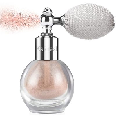 Nude Pink Highlighter Spray, Loose Shimmer Powder High Gloss Makeup Mist for Body, Face, Hair, Long Lasting Glitter Hairspray for Festive Party, Stage Shows, Nightclubs, Bar 3