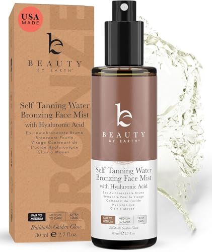 Bronzing Face Tanner Spray Mist, Sunless Face Tanning Water, USA Made with Natural &amp; Organic Ingredients