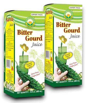 BASIC AYURVEDA Bitter Gourd Juice Pack of 2 16.23 Fl Oz 480ml Pure Karela Juice No Sugar &amp; Artificial Colors Added