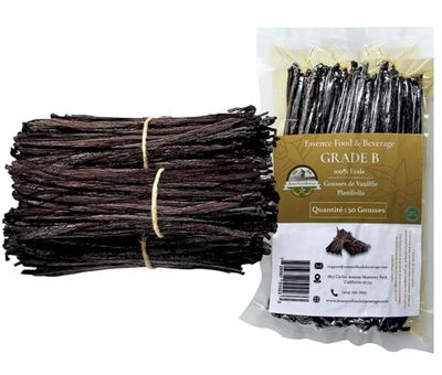50 Vanilla Beans Bulk Grade B for Making Vanilla Extract, Strong Aroma, Not Dry, 5-5.5 inches, Perfect For Homemade, 50 Beans, 50, Count