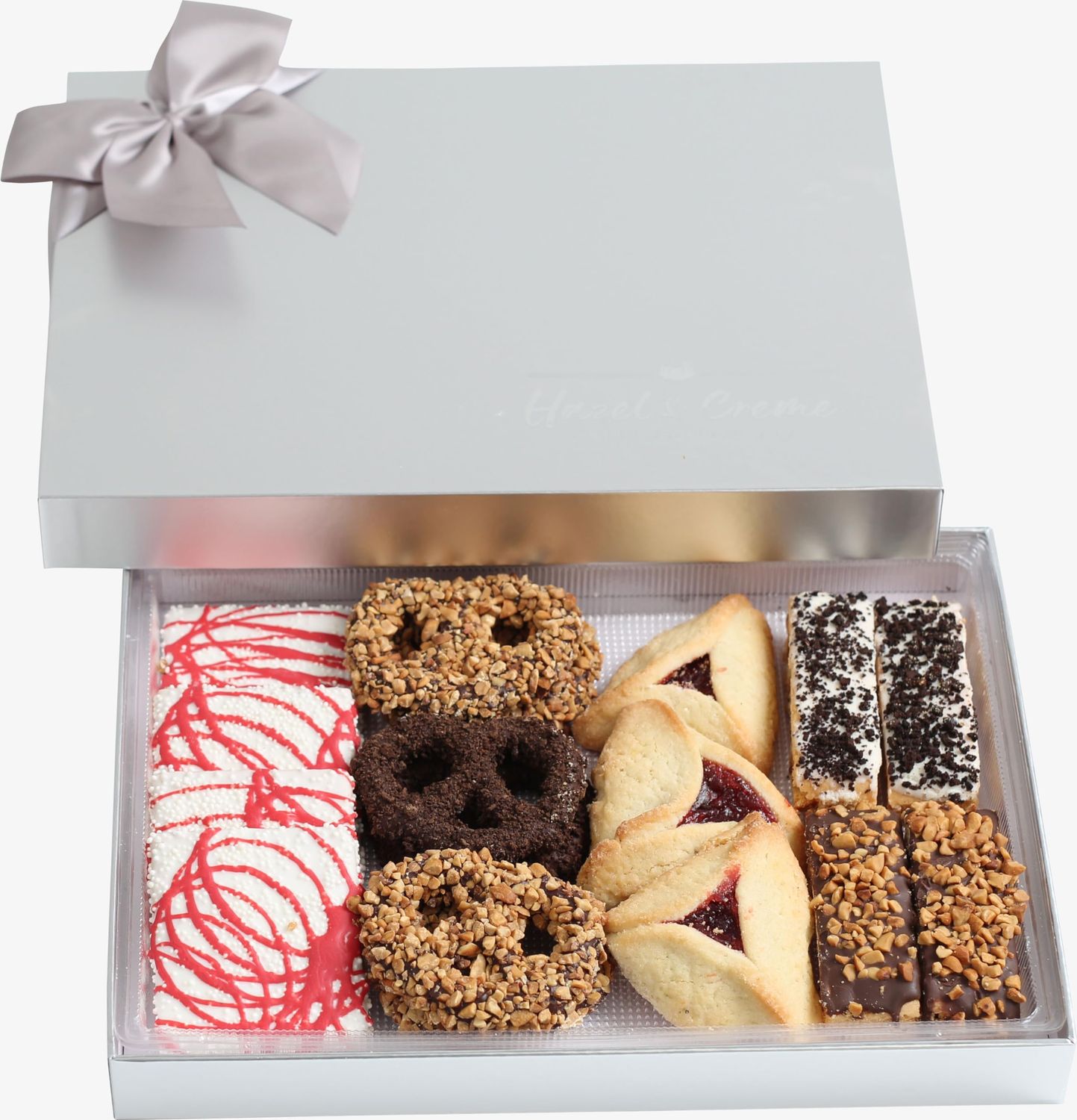 Cookie Assortment Gift - Mishloach Manot Purim Gift Box - Purim Gift Basket - Assorted Cookies, Biscotti, Pretzels, Hamantashen, Kosher Pareve, Cookie arrangement