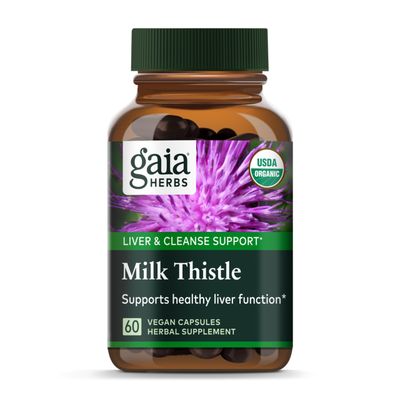 Gaia Herbs Milk Thistle - Liver Supplement &amp; Cleanse Support for Maintaining Healthy Liver Function - 60 Vegan Capsules 20-Day Supply