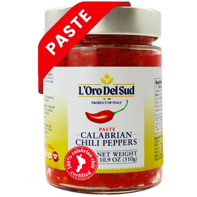 L&#39;Oro Del Sud Calabrian Chili Pepper Paste, Mild Spice, No Seeds, Certified, Peppers are Grown in Calabria, Calabiran Chili Pate, Mild Chilies, Peperoncini Calabrese, Product of Italy, 10.9 oz