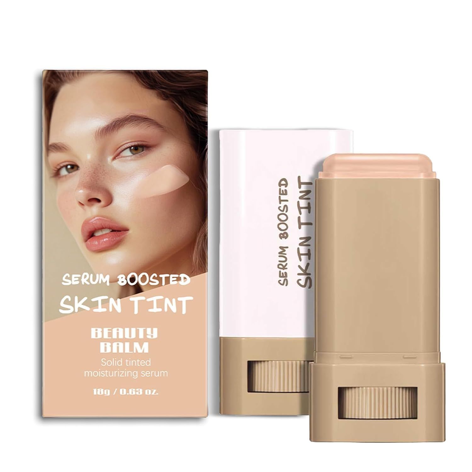 2 Pcs Foundation Stick Beauty Balm Serum Boosted Skin Tint Solid Tinted Moisturizing Serum Contour Stick Foundation for Women Natural Finish Makeup5, 5
