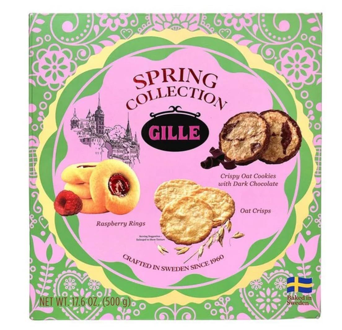 Spring Collection Crispy Oat Cookies - Dark Chocolate, Raspberry Rings &amp; Oat Crisps Baked in Sweden