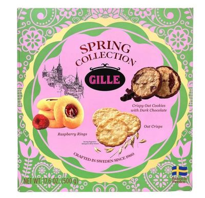 Spring Collection Crispy Oat Cookies - Dark Chocolate, Raspberry Rings &amp; Oat Crisps Baked in Sweden