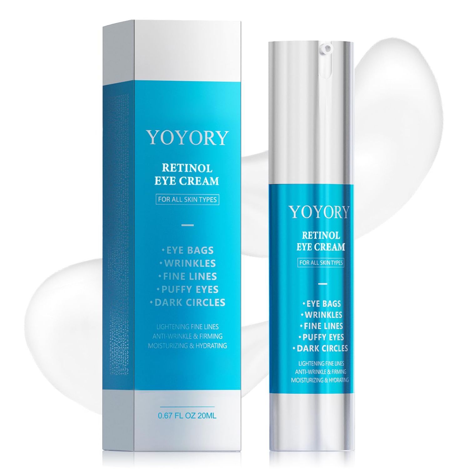 Retinol Under Eye Cream - Eye Cream for Eye Bags, Dark Circles, and Fade Wrinkles, Fine Lines Skin Care Treatment for Women and Men, 20ML blue