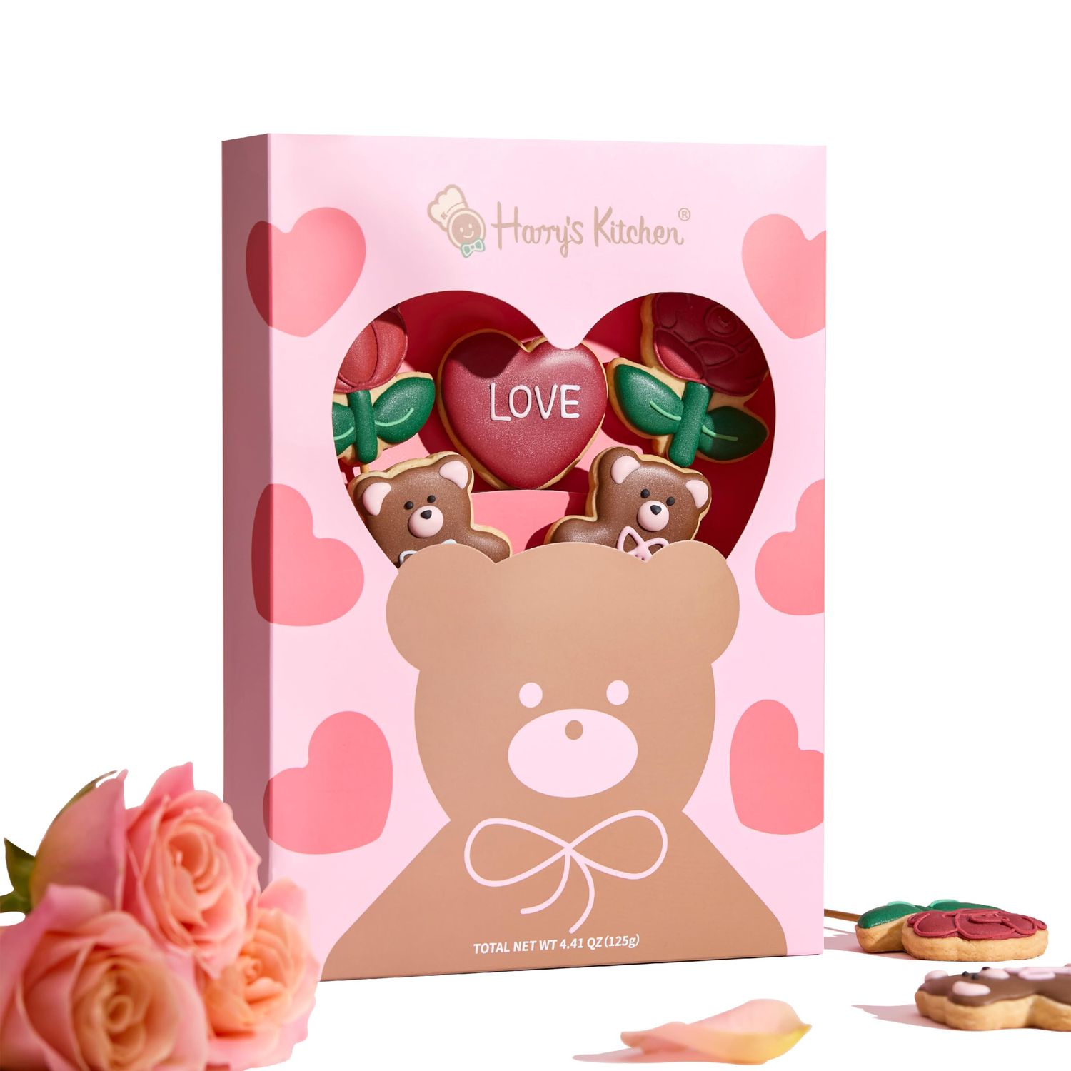 Harry&#39;s Kitchen Romantic Love Cookies Gift Box - Handmade Artisanal 5 Piece Set for Couples, Anniversary, Valentine&#39;s Day Christmas, Wedding Gifts