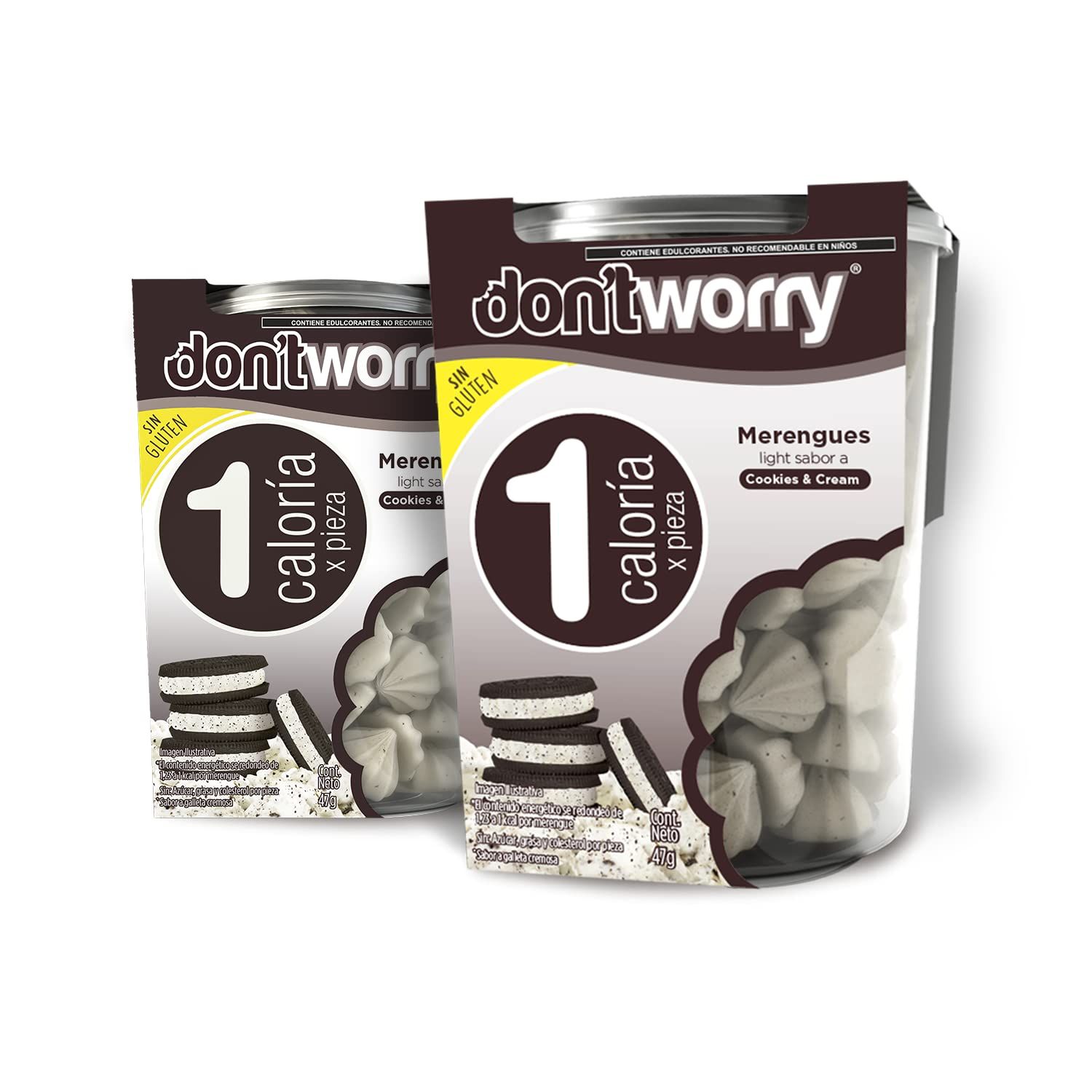 Don&#39;t Worry Meringue Cookies Keto Friendly Cookies and Cream 2 Pack Only 1 Calorie per piece! Healthy Candy, Gluten Free Snacks, Low Carb, Low Sugar, Low Calories