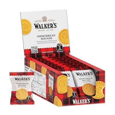 Walker&#39;s Shortbread Rounds, All-Butter Shortbread Cookies, Snack Pack, 1.2 Oz Pack of 22
