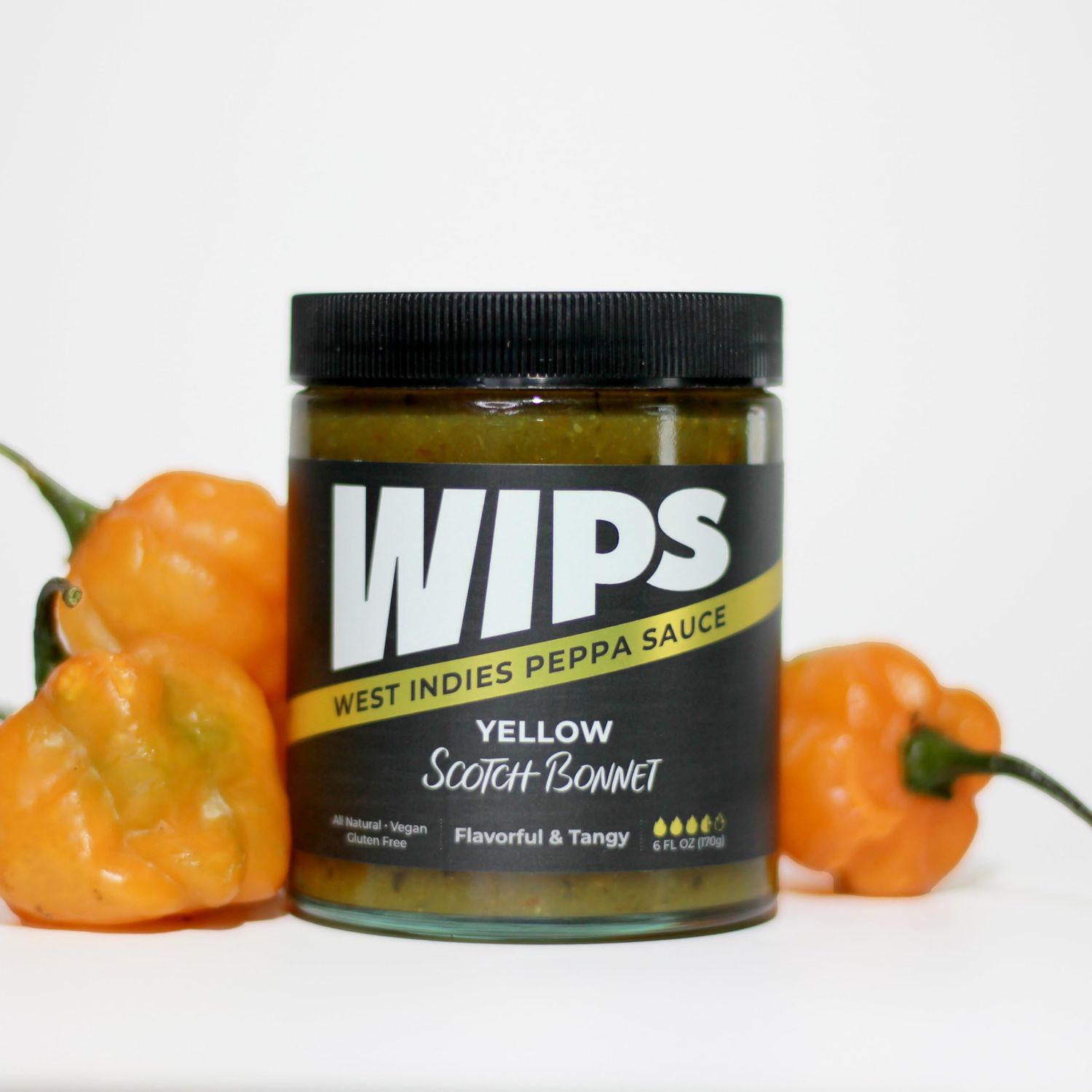 West Indies Peppa Sauce - WIPS Yellow Scotch Bonnet Pepper Sauce, Hot Sauce, 6 Oz