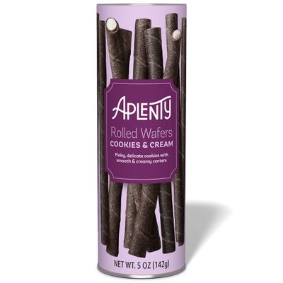Amazon Brand, Aplenty Cookies &amp; Cream Rolled Wafers, 5 Oz