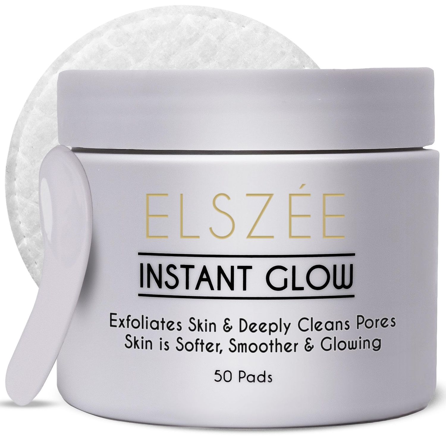ELSZEE Instant Glow Exfoliating Treatment Pads Daily Exfoliant 2-in-1 Deep Pore Cleansing &amp; Radiance Boost Luxury London-Formulated Skincare 30 Pre-Soaked Pads
