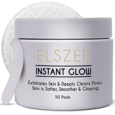 ELSZEE Instant Glow Exfoliating Treatment Pads Daily Exfoliant 2-in-1 Deep Pore Cleansing &amp; Radiance Boost Luxury London-Formulated Skincare 30 Pre-Soaked Pads