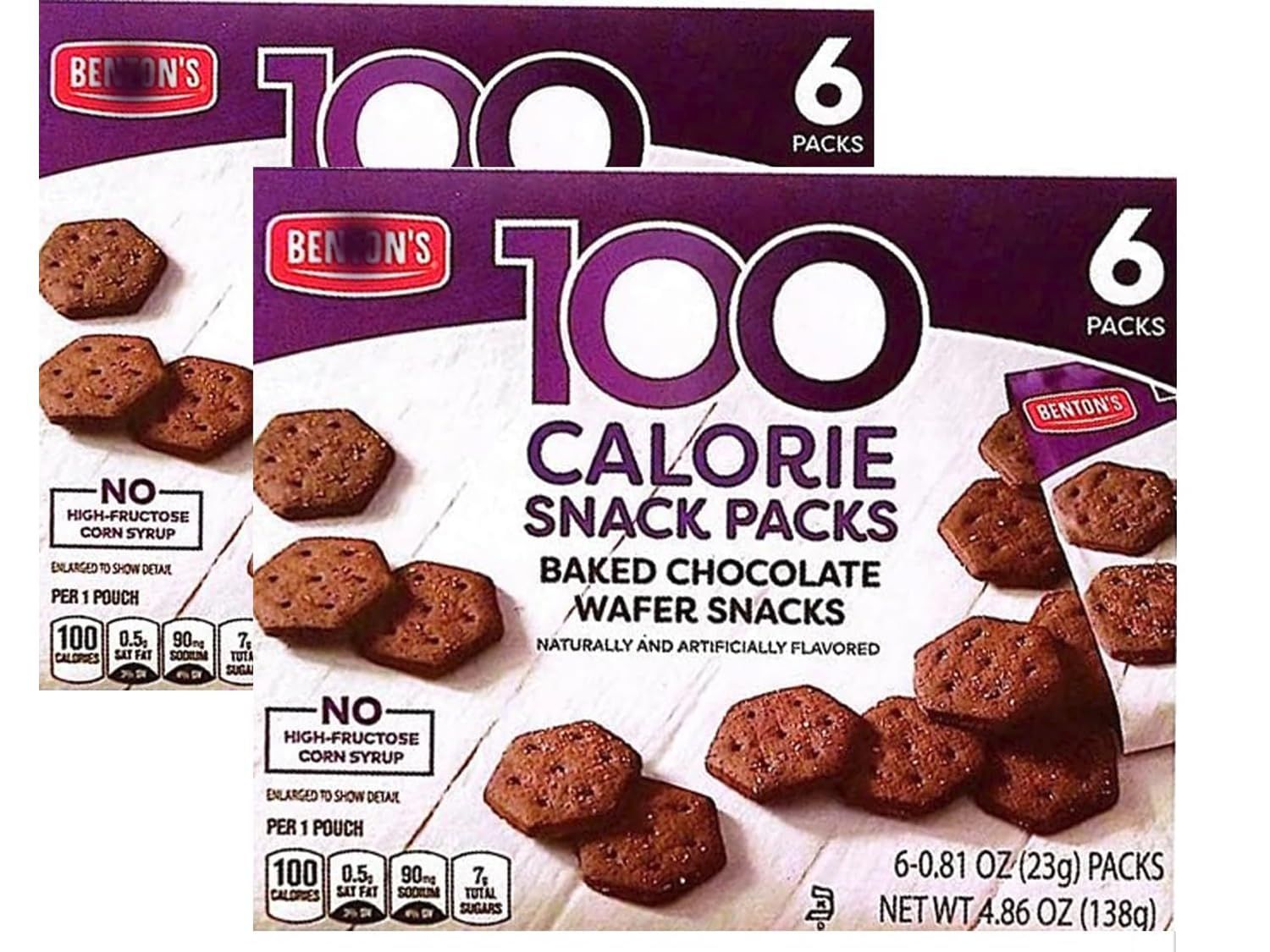Fit &amp; Active Baked Chocolate Mini Cookie Wafer, 100 Low Calorie, 6 Individual Packs Per Box, 2 Total, Snack Snacking Food Treat