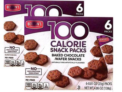 Fit &amp; Active Baked Chocolate Mini Cookie Wafer, 100 Low Calorie, 6 Individual Packs Per Box, 2 Total, Snack Snacking Food Treat