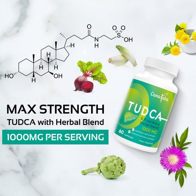 TUDCA Liver Support Supplements 1000mg - 60 Vegan Capsules,TUDCA Bile Salts with Milk Thistle Herbal Blend Formula for Liver Cleanse Detox &amp; Repair