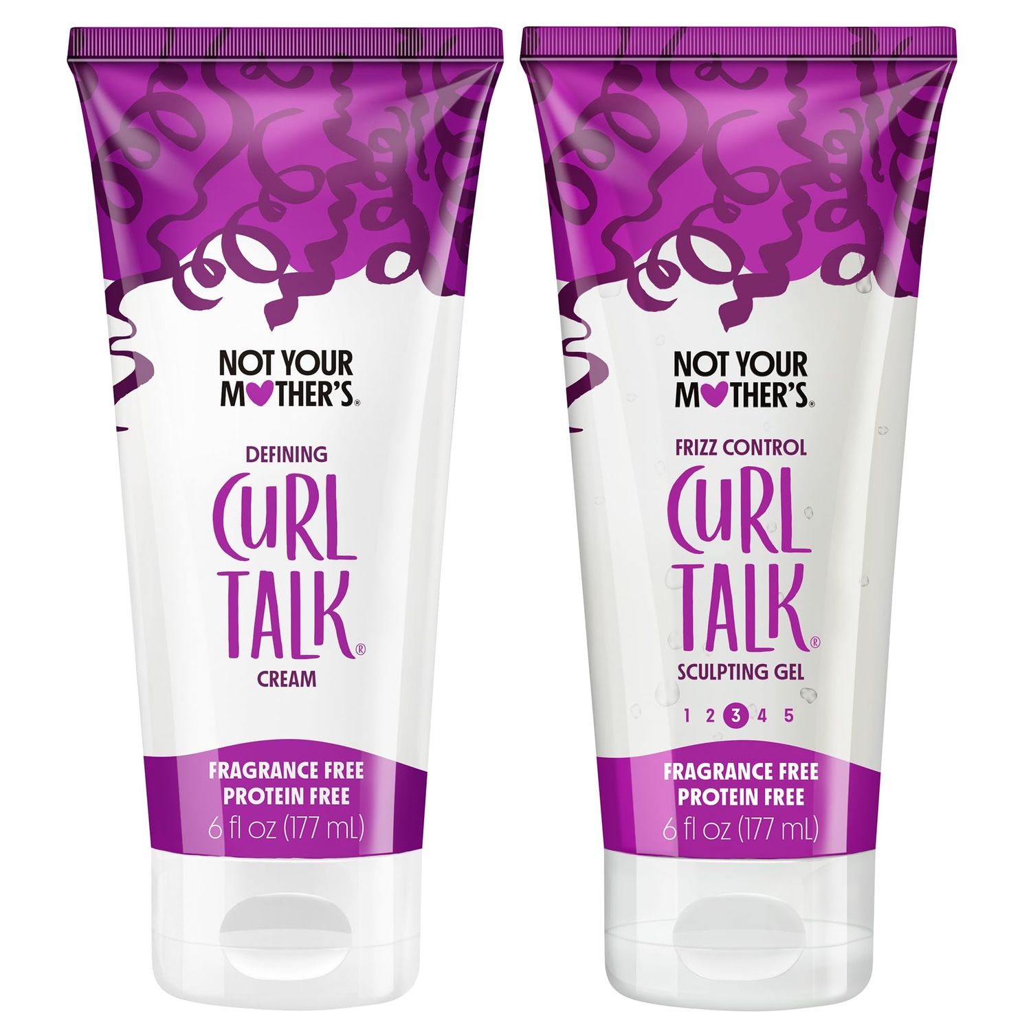 Not Your Mother&#39;s Fragrance-Free Curl Talk Sculpting Gel &amp; Defining Cream 2-Pack - 6 fl oz - Protein-Free Hair Products for Sensitive Curls