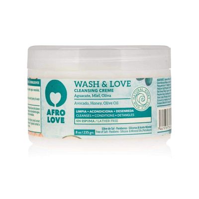 Afro Love Wash &amp; Love Cleansing Creme Co-Wash 8oz - Lather-Free Conditioner for Curly, Coily &amp; Wavy Hair - Hydrating &amp; Nourishing with Avocado, Honey &amp; Olive Oil - Sulfate-Free, Paraben-Free