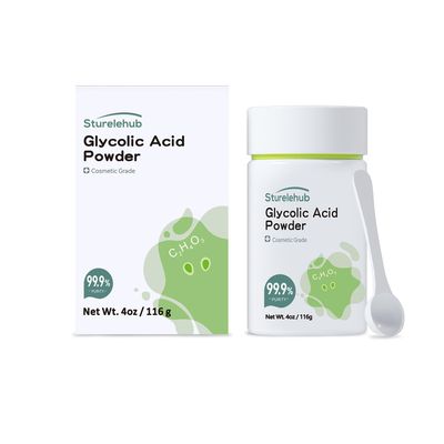Sturelehub Glycolic Acid Powder, 4OZ 116g, 99.9 Purity, Cosmetic Grade, DIY Glycolic Acid Mask, Make Your Own Glycolic Acid Lotion and Serum, Glycolic Acid Powder For Homemade Cosmetics