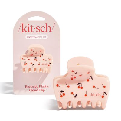 Kitsch Medium Hair Clips for Women - Strong Hold Claw Clips for Thick or Thin Hair - Recycled Plastic, Non-Slip, Durable - Cherry Print - 1pc