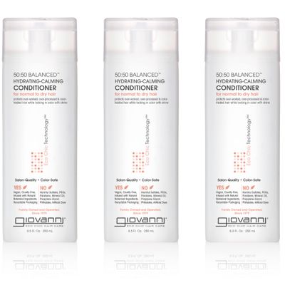 GIOVANNI Eco Chic 50:50 Balanced Hydrating Calming Conditioner - Leaves Hair pH Balanced for Over-Processed Hair, Lauryl &amp; Laureth Lauryl &amp; Laureth Sulfate Free, Color Safe - 8.5 oz Pack of 3