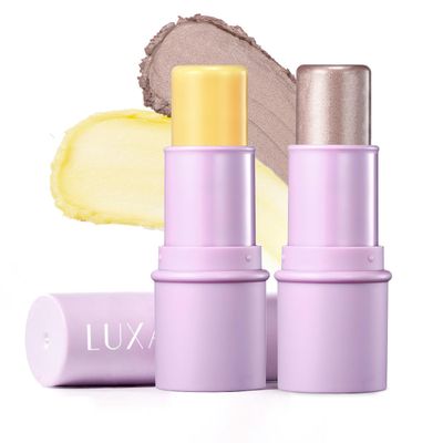 LUXAZA 2Pcs Highlighter Moisturizer Makeup Sticks, Iluminator Face Stick