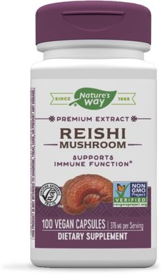 Natures Way Reishi Mushroom Supports Immune Function Non-GMO Project Verified Adaptogenic 100 Capsules