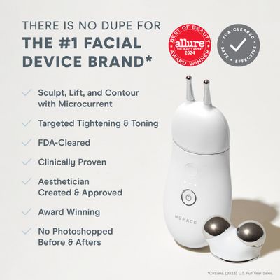 NuFACE TRINITY Microcurrent Facial Device Effective Lip & Eye Attachment - FDA Cleared Skin Tightening & Face Toning Device for Targeted Treatment Microcurrent Gel Activator, Silk Creme & Brush
