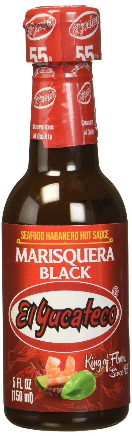 El Yucateco Black Marisquera Hot Sauce, 5 oz, Gluten Free, Sugar Free, 6 Pack