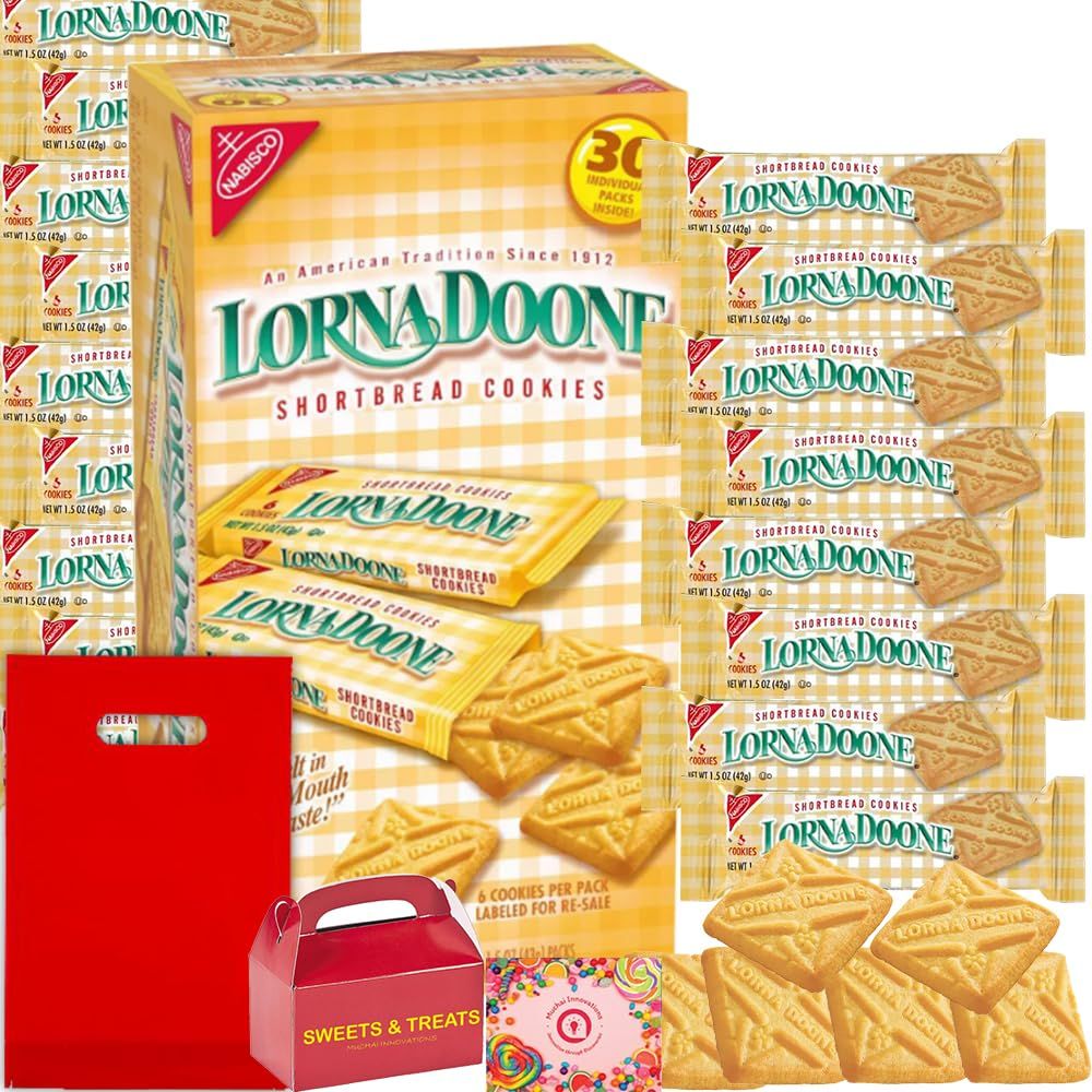 Shortbread Cookies Lorna Doone Individually Wrapped Buttery Flavor Snack Breakfast Tea Coffee Treat School Office Party Gift Basket Plus Muchai Treat Bag &amp; Box