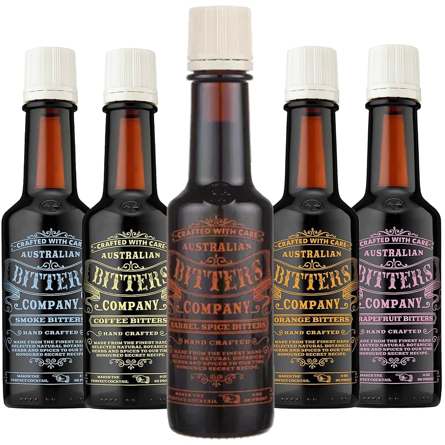 Australian Company Variety Pack of Bitters: Elevate Your Cocktails with 4oz Bottles Perfect for Classic Mixed Drinks 5 PACK