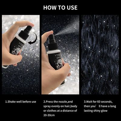 YTRUNS Long-Lasting Silver Glitter Spray for Hair, Body & Clothes Multi-Use Shimmer Hairspray & Body Sparkle Festival Rave, Stage Performance & Prom Accessories